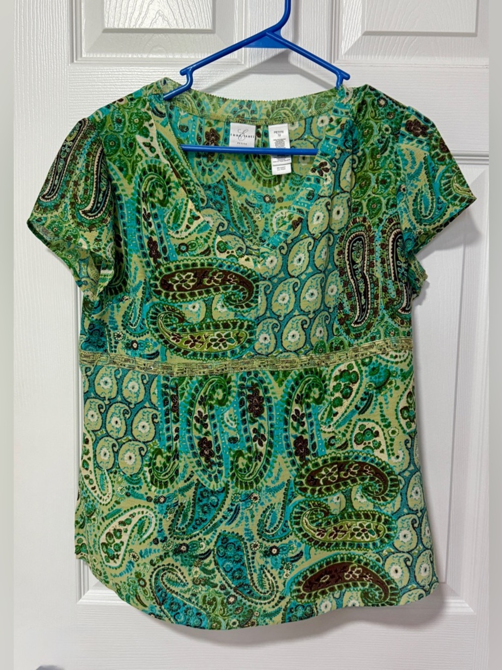 Emma James Green and Blue Paisley Women's Blouse